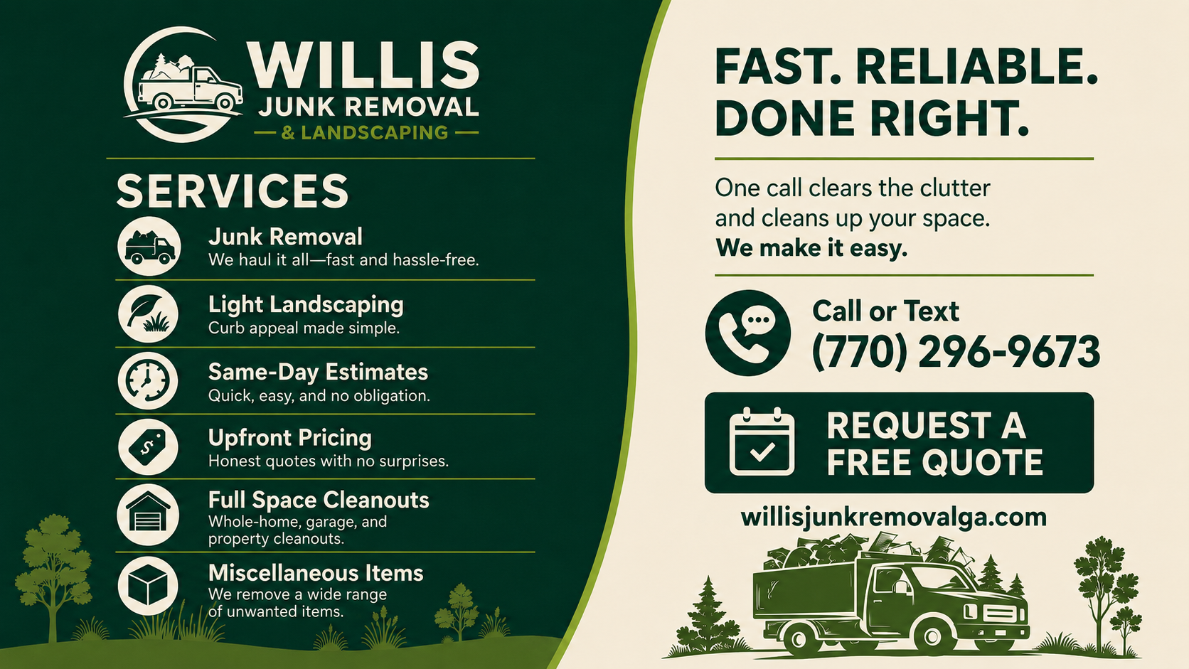 Willis Junk Removal & Landscaping flyer